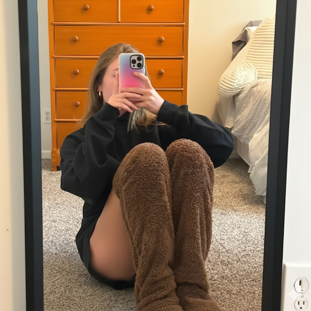 Élodie™ Chaussettes Fuzzy Over-The-Knee